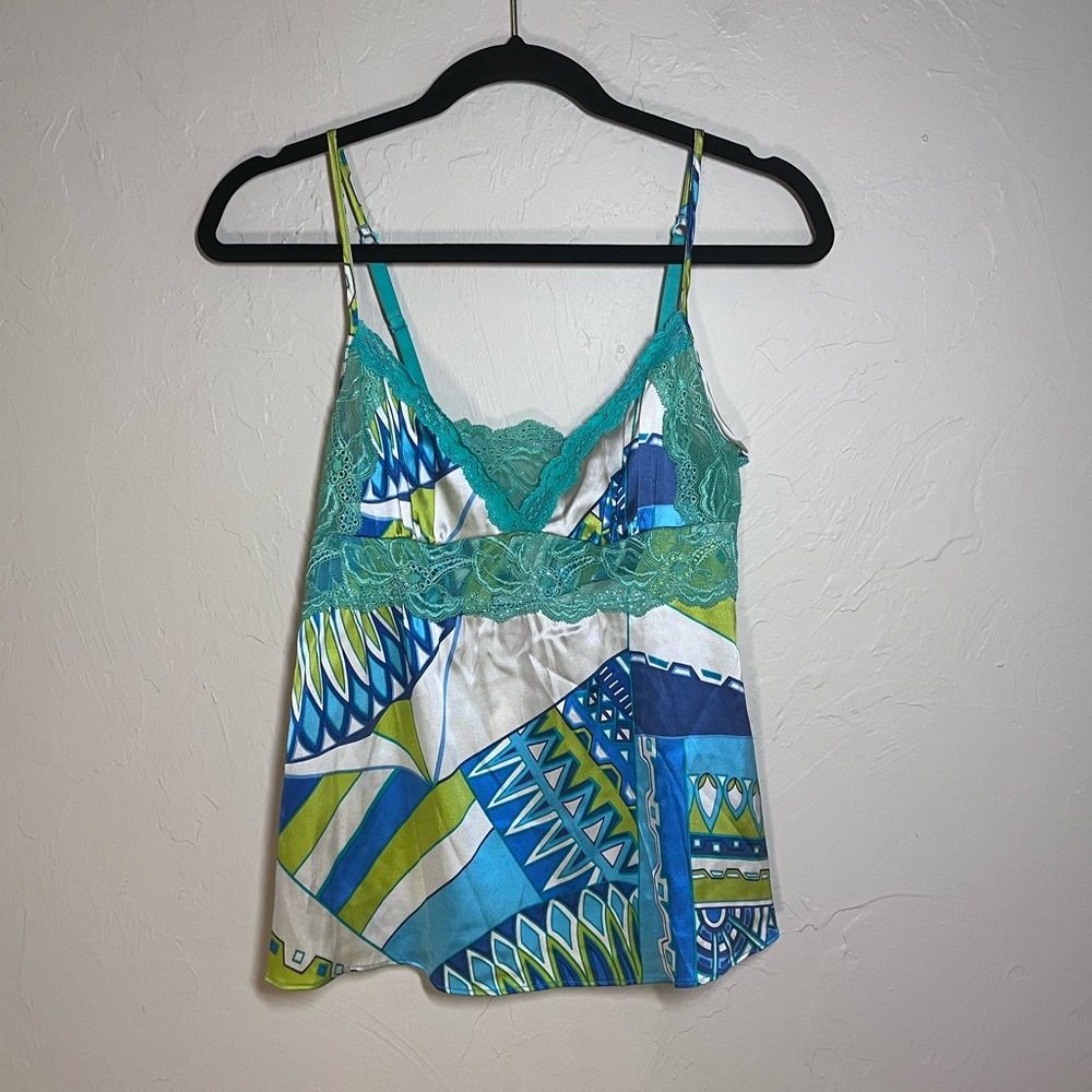 Hale Bob Y2K silk lace cami top size medium NWT